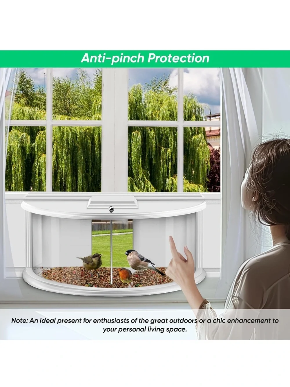 180° Indoor Window Bird Feeder Adjustable 27–38” Insert Bird Watching Feeder |